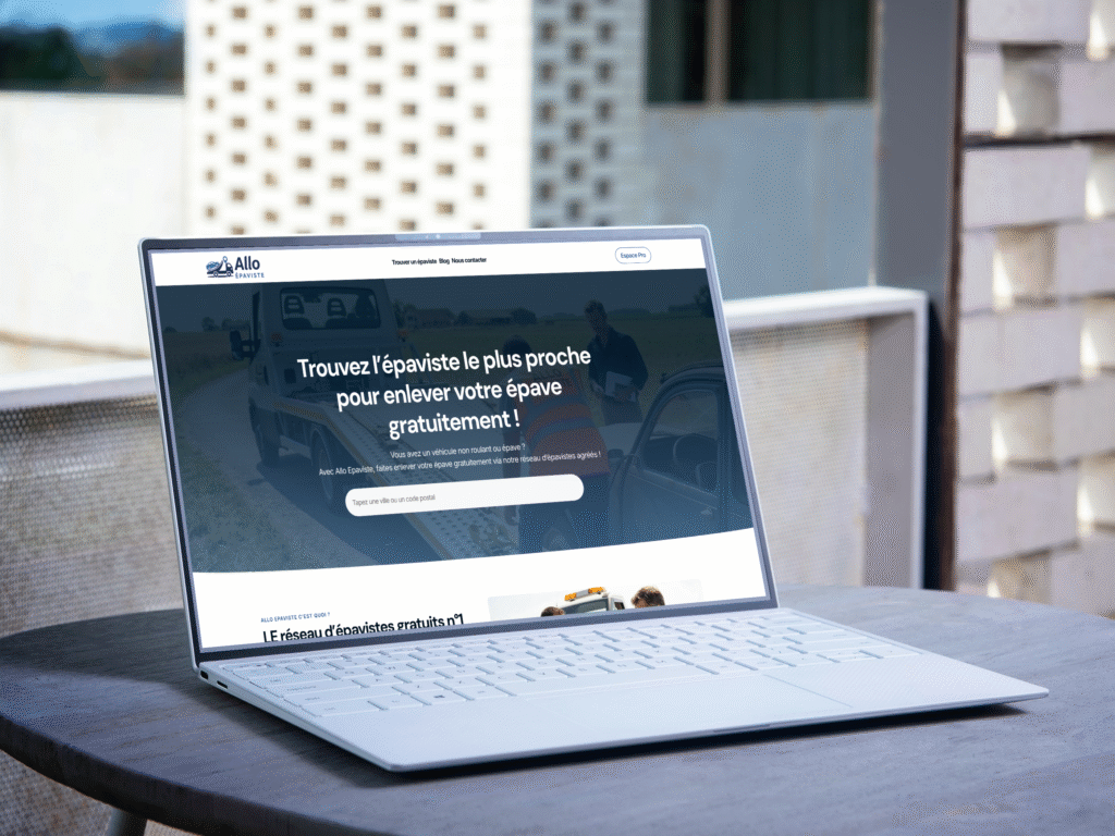 allo epaviste notebook mockup on desk